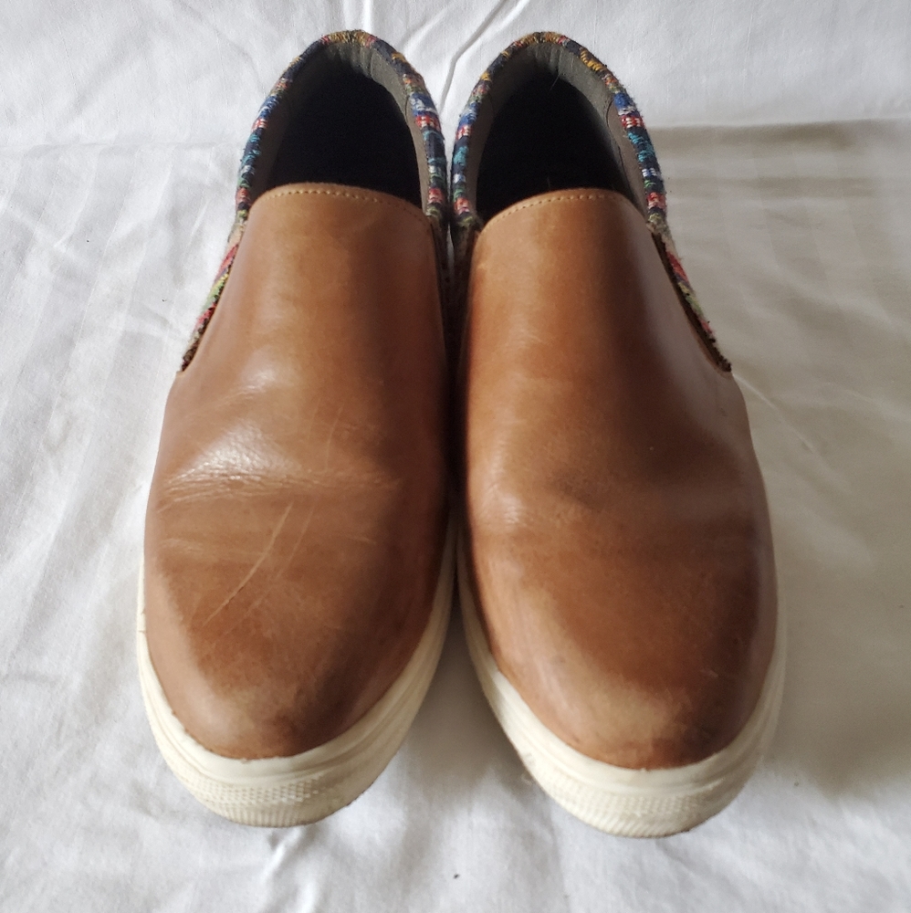 Soft Brown Geometric Panel Slip-on Sneaker